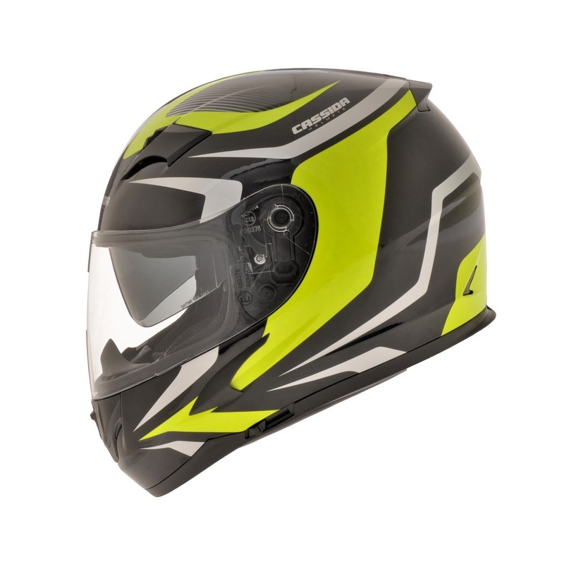 Přilba na motorku Cassida Integral 2.0 černo-šedo-fluo žlutá