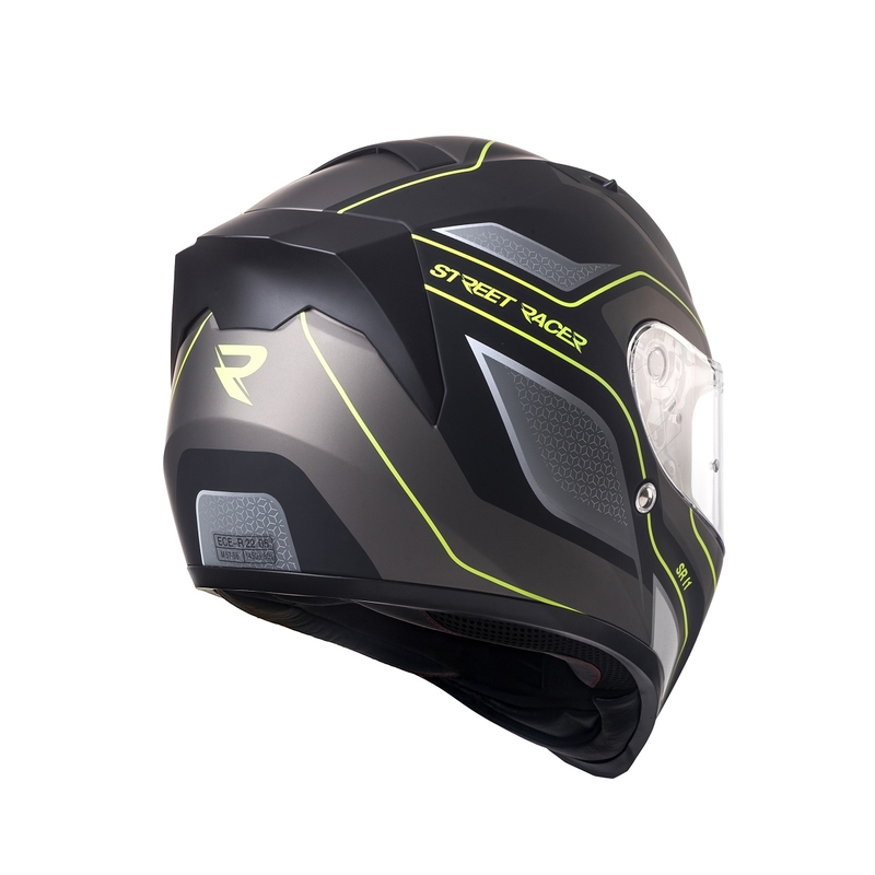 Integral motociklininko šalmas Street Racer SR I1 juodai pilkas fluo geltonas - II klasė