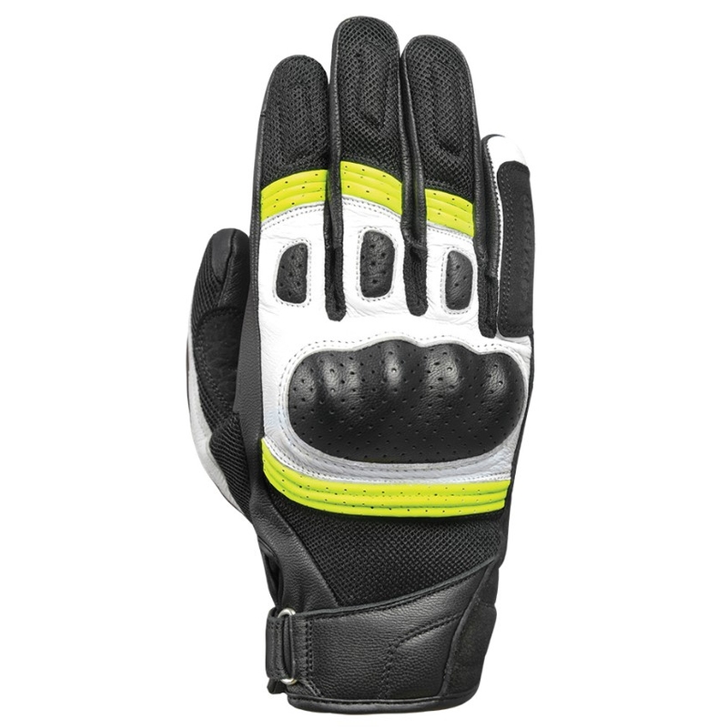 Motociklininko pirštinės Oxford RP-6S juoda-balta-fluo geltona