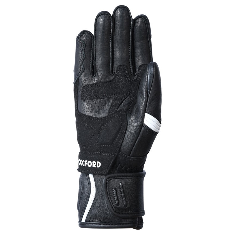 Moteriškos Oxford RP-5 2.0 motociklininko pirštinės juodos ir baltos spalvos
