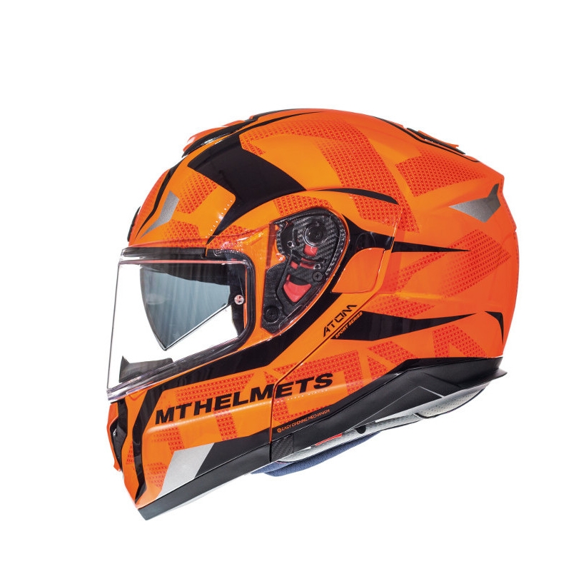 Vyklápěcí přilba na motorku MT Atom Divergence fluo oranžová výprodej