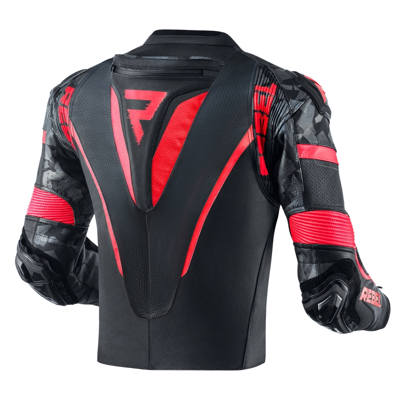 Rebelhorn Rebel juoda-fluo raudona motociklininko striukė išpardavimas