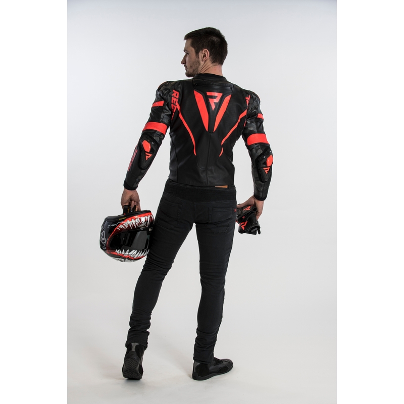 Rebelhorn Rebel juoda-fluo raudona motociklininko striukė išpardavimas