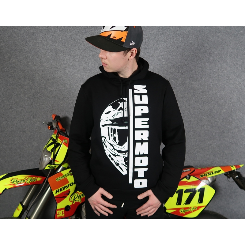 Vyriškas džemperis su gobtuvu SUPERMOTO juodas
