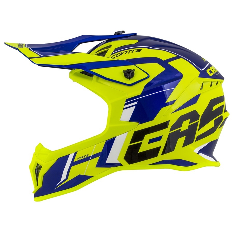Motokrosová přilba Cassida Cross Pro II Contra fluo žluto-modro-bílá
