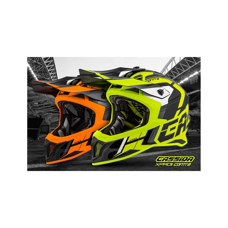Motokrosová přilba Cassida Cross Pro II Contra fluo žluto-šedo-černá