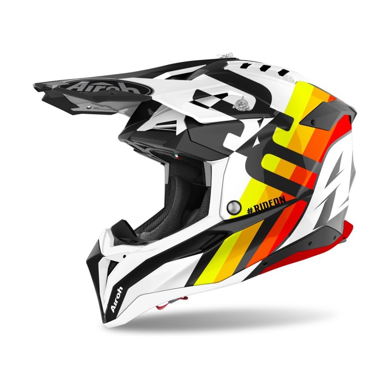 Motokrosová přilba Airoh Aviator 3.0 Rainbow 2021 bílo-žluto-oranžovo-červená výprodej