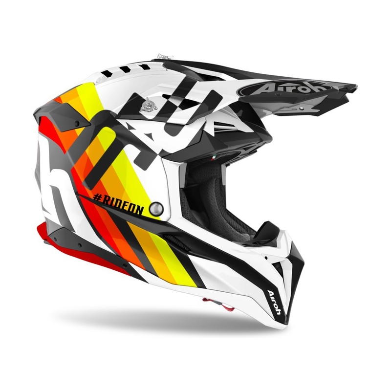 Motokrosová přilba Airoh Aviator 3.0 Rainbow 2021 bílo-žluto-oranžovo-červená výprodej