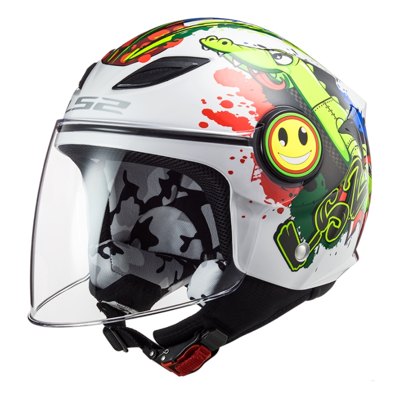 Dětská otevřená přilba na motorku LS2 OF602 Funny Croco bílá