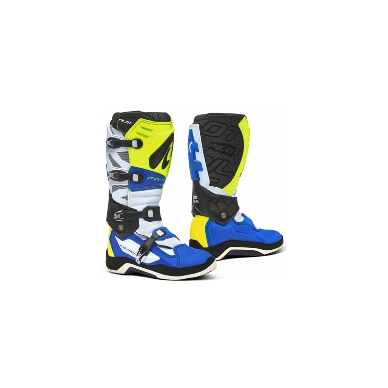Boty na motorku Forma Pilot modro-bílo-fluo žluté