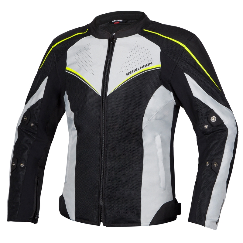 Moteriška motociklininko striukė Rebelhorn Hiflow IV Black-Silver-Fluo Yellow išpardavimas