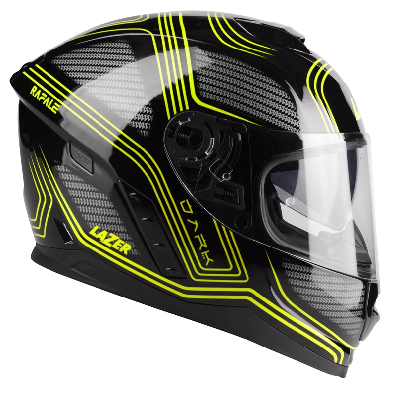 Integruotas motociklininko šalmas "Lazer Rafale EVO Darkside" juoda-pilka-fluo geltona išpardavimas