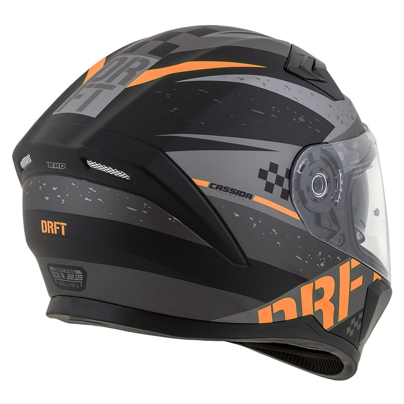 "Integral" motociklininko šalmas Cassida Integral 3.0 DRFT matinis pilkai-juodai-oranžinis