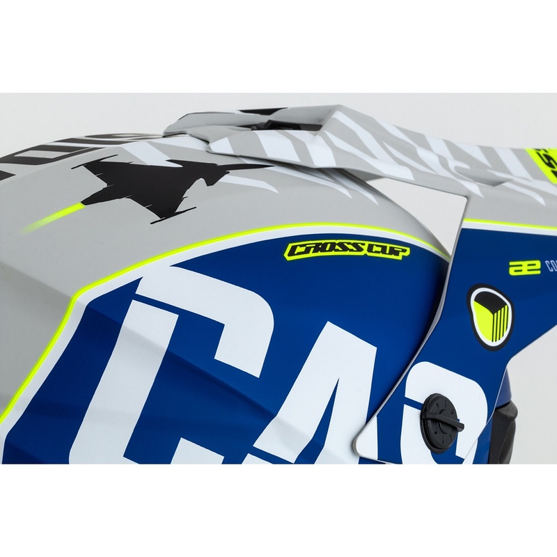 Motokroso šalmas Cassida Cross Cup Sonic fluo geltonai mėlynas matinis