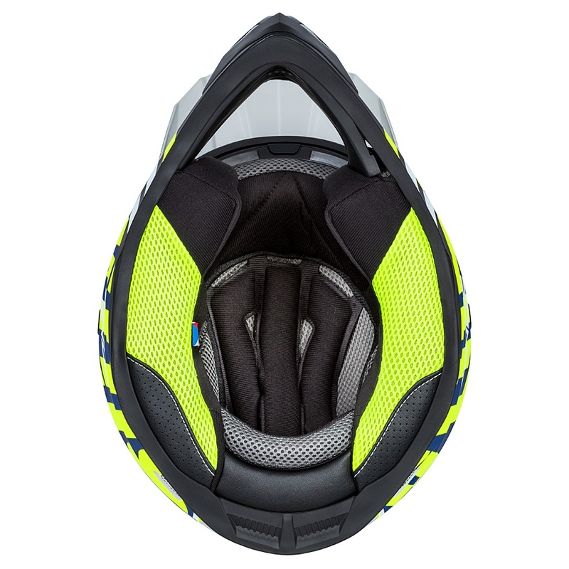 Motokroso šalmas Cassida Cross Cup Sonic fluo geltonai mėlynas matinis