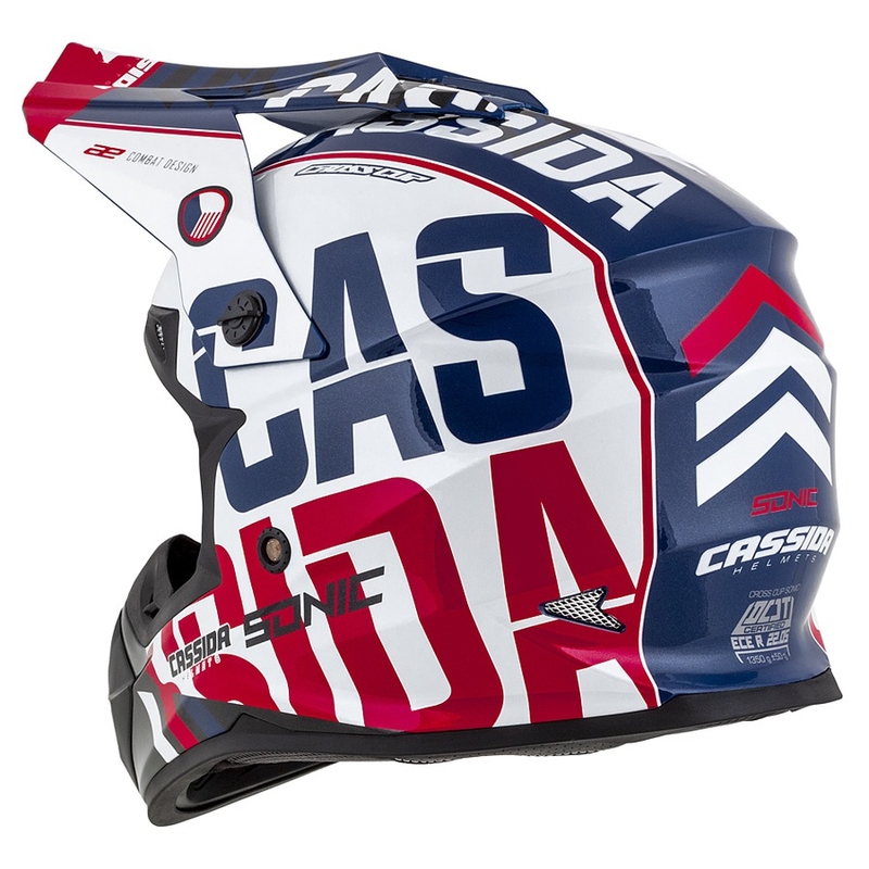 Motokrosová přilba Cassida Cross Cup Sonic červeno-modro-bílá