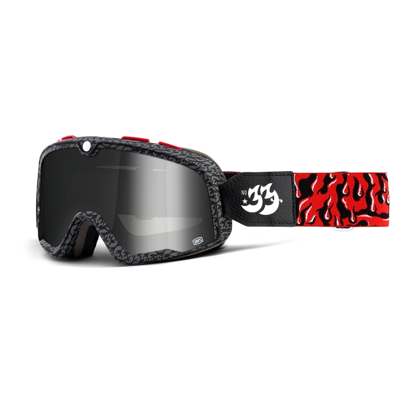 Akiniai 100% BARSTOW House Ind., juodai raudoni (veidrodinis sidabrinis stiklas)