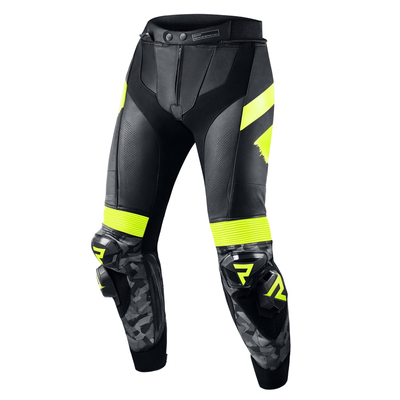 Kalhoty na motorku Rebelhorn Rebel černo-fluo žluté - smaz