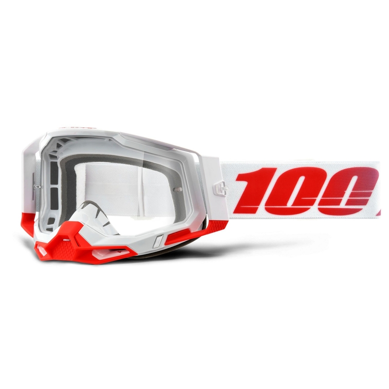Motokrosové brýle 100% RACECRAFT 2 bílo-červené (čiré plexi)