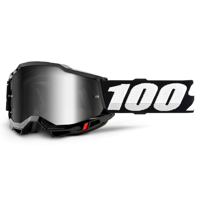 Motokrosové brýle 100% ACCURI 2 černé (stříbrné zrcadlové plexi) výprodej