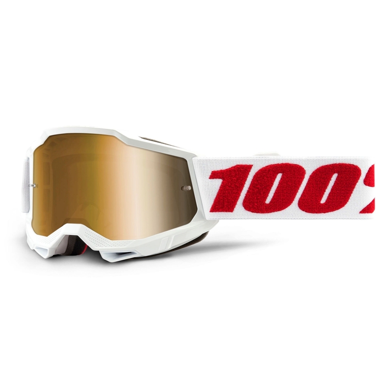 Vaikiški motokroso akiniai 100% ACCURI 2 white (gold plexi)