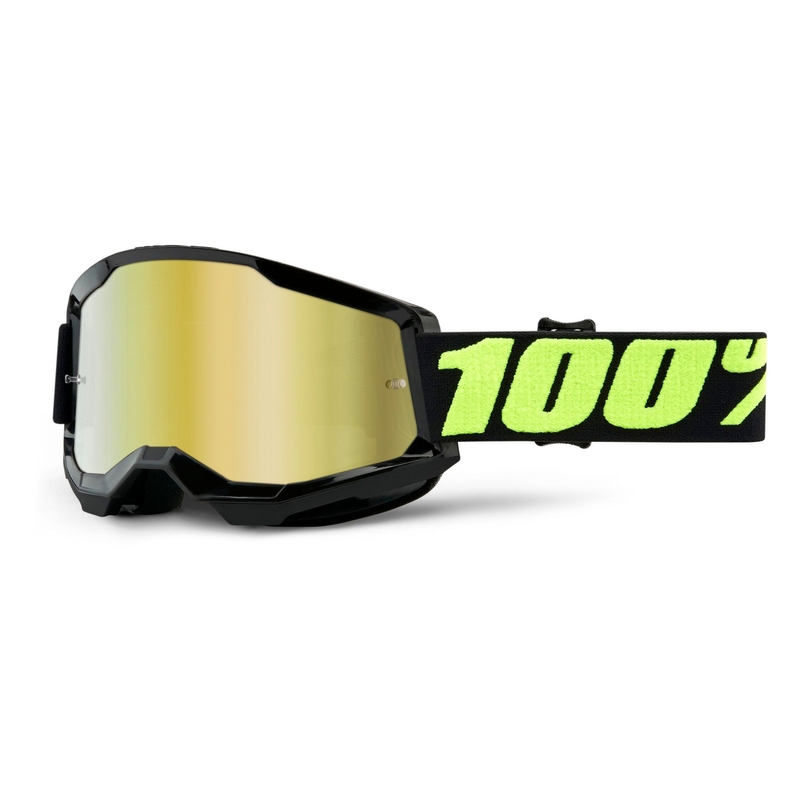 Motokrosové brýle 100% STRATA 2 černé (zlaté zrcadlové plexi)