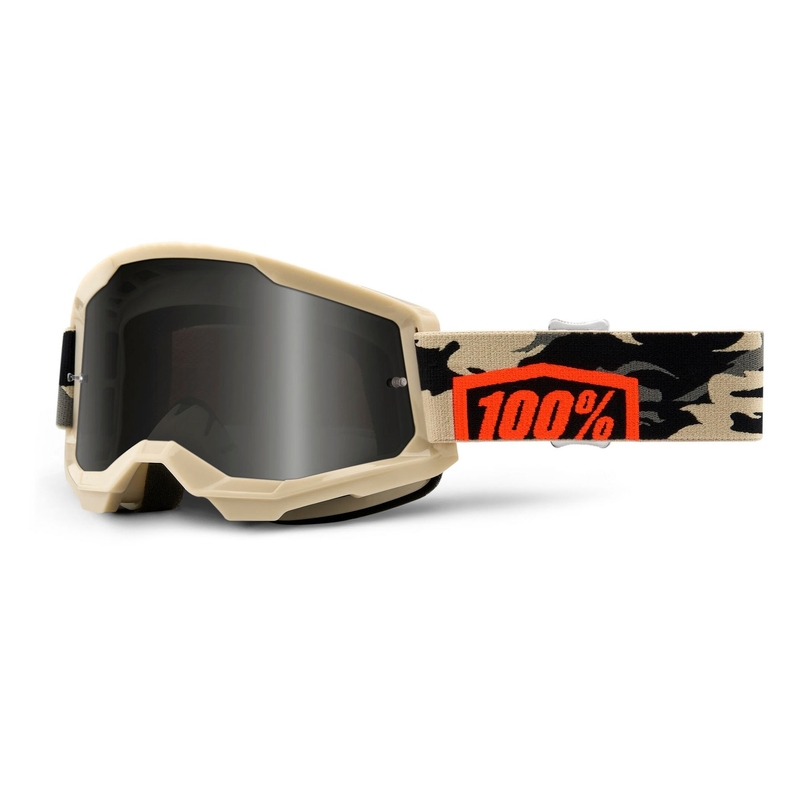 Motokroso akiniai 100% STRATA 2 Sand Kombat beige (dūminiai plexi)