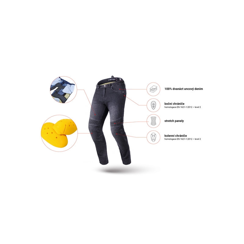 Apkarpyti motociklininko džinsai Street Racer Spike II CE Black