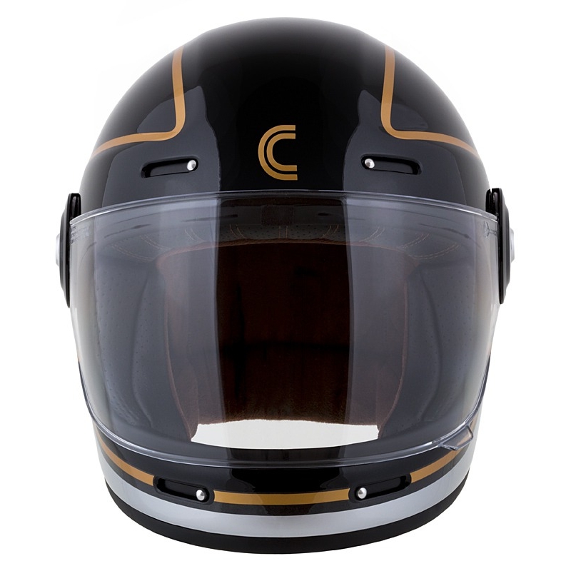 Integruotas motociklininko šalmas Cassida Fibre Jawa Sport juodas-sidabrinis-auksinis