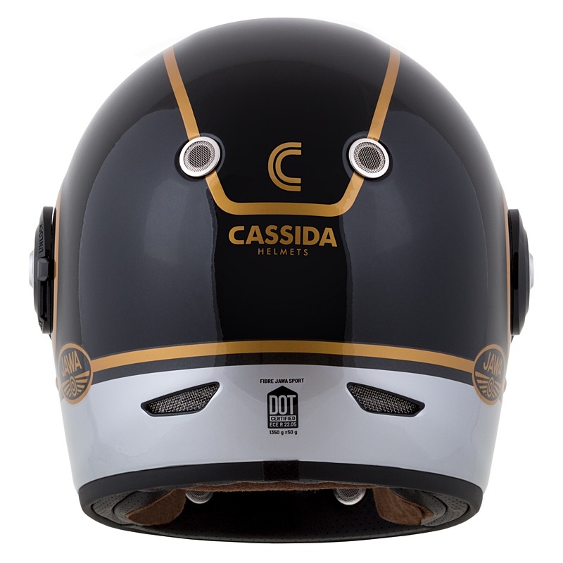 Integruotas motociklininko šalmas Cassida Fibre Jawa Sport juodas-sidabrinis-auksinis