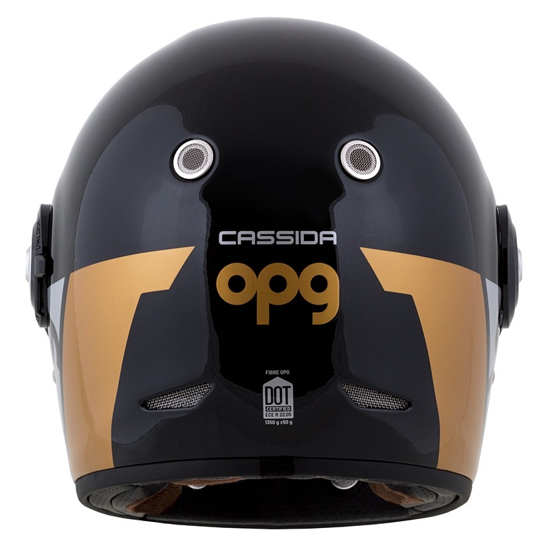 Integrální přilba na motorku Cassida Fibre OPG černo-zlato-stříbrná výprodej