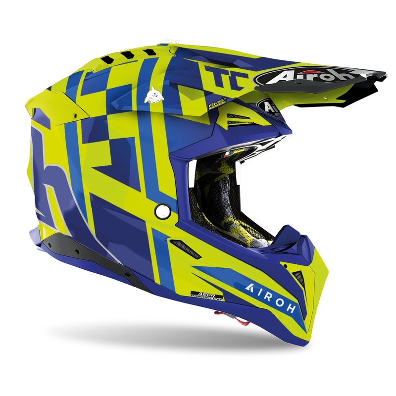 Motokrosová přilba Airoh Aviator 3.0 TC21 2022 modro-fluo žlutá lesklá výprodej