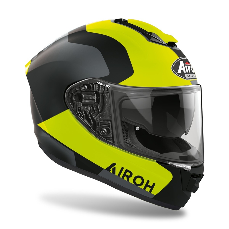 Integruotas motociklininko šalmas Airoh ST.501 Dock 2022 fluo geltonas matinis išpardavimas