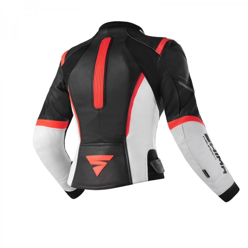 Moteriška Shima Miura 2.0 Black-White-Fluo Red motociklininko striukė