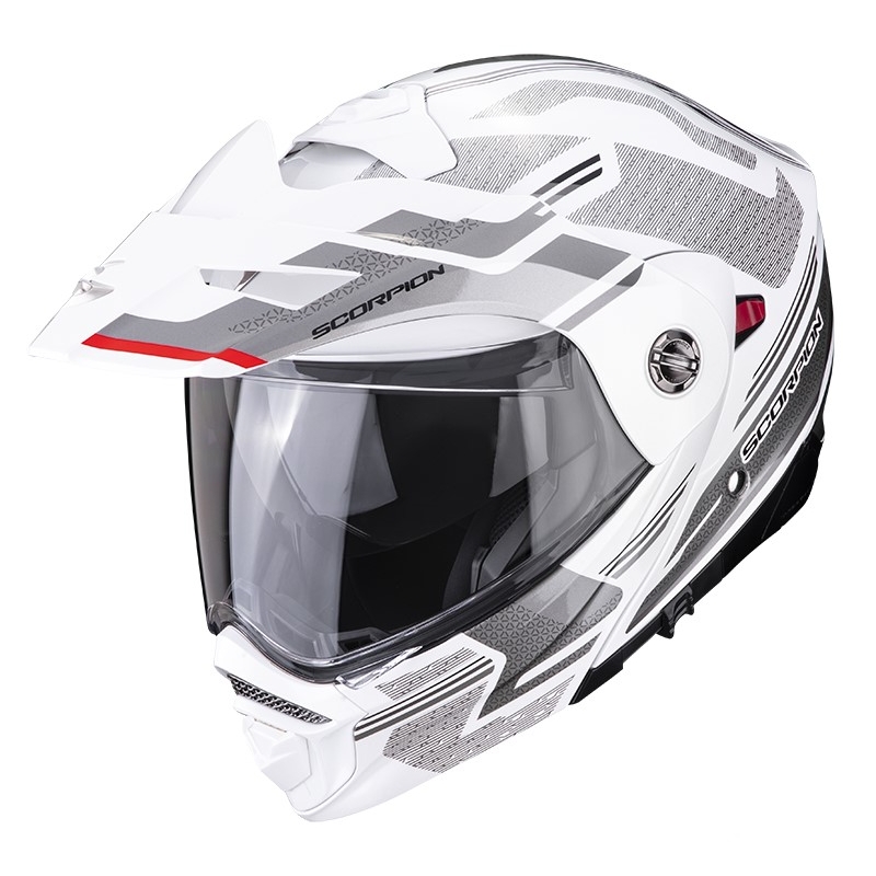 Přilba na motorku SCORPION ADX-2 CARRERA perleťově bílo-stříbrná