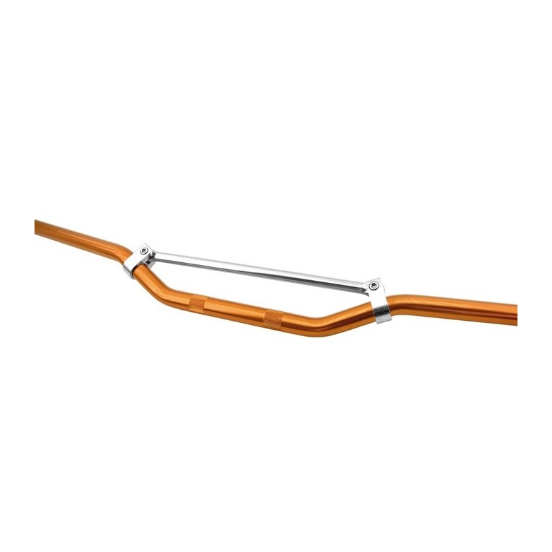 Cross/enduro motociklo vairas su trapecija oranžinės spalvos