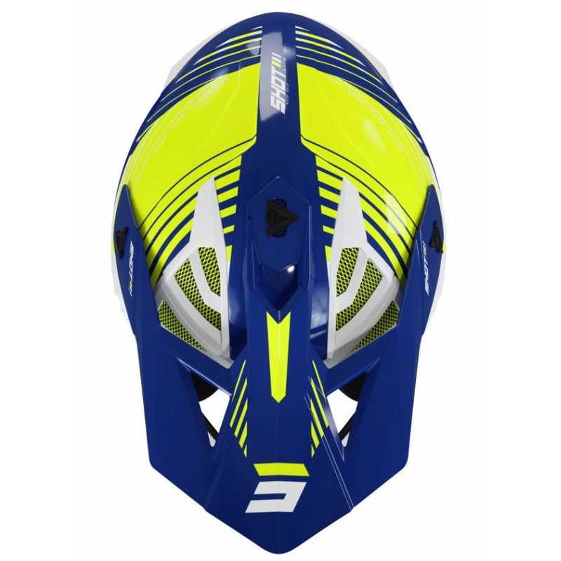 Motokrosová přilba Shot Lite Fury bílo-modro-fluo žlutá výprodej