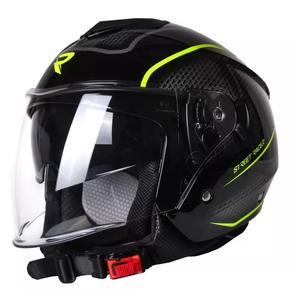 Atviras motociklininko šalmas "Street Racer Pilot" juoda ir geltona