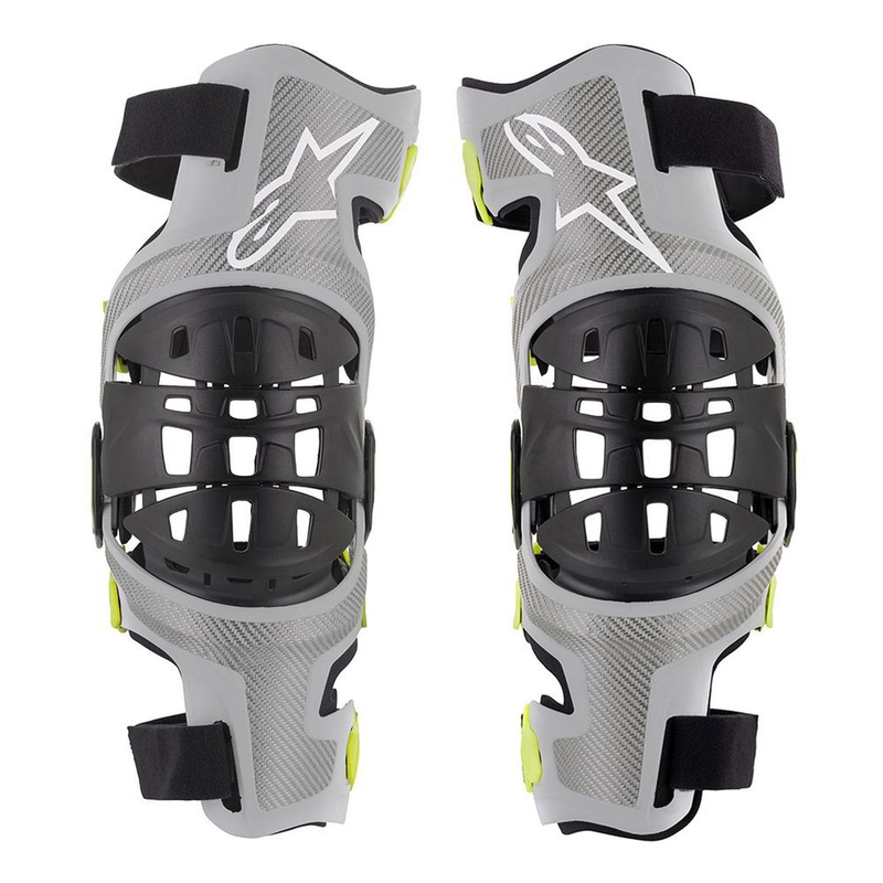 Alpinestars Bionic-7 sidabro ir fluoro geltonos spalvos kelio įtvarai