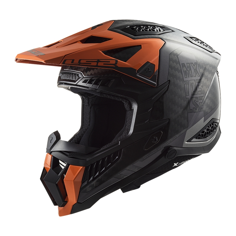 Motokroso šalmas LS2 MX703 X-Force Victory Titanium juodai oranžinis