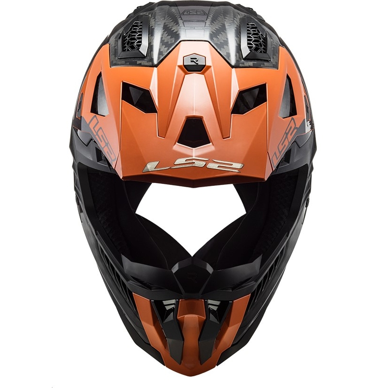 Motokroso šalmas LS2 MX703 X-Force Victory Titanium juodai oranžinis