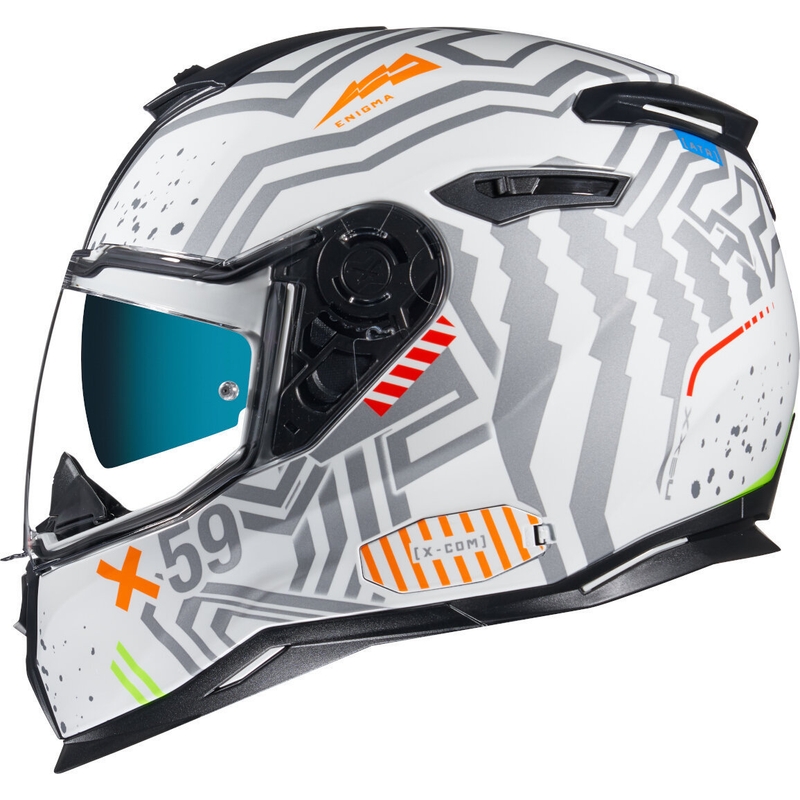 Integrální přilba na motorku NEXX SX.100 Enigma bílo-stříbrná výprodej