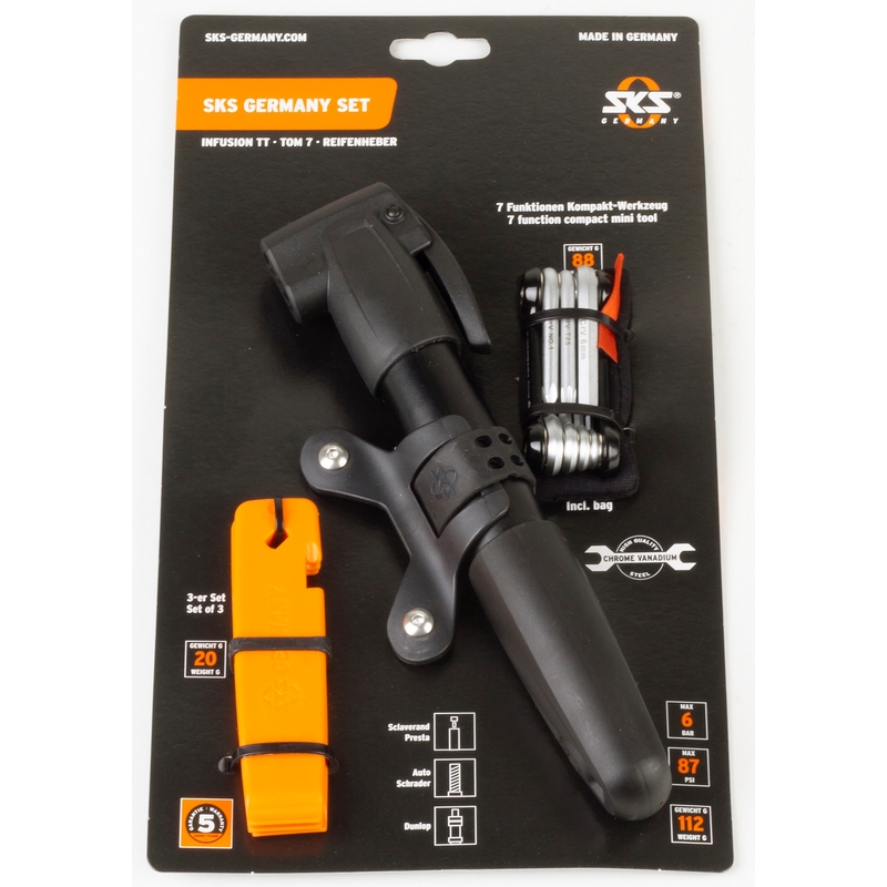 Cyklistický set SKS - pumpička, nářadí TOM 7, montpáky výprodej