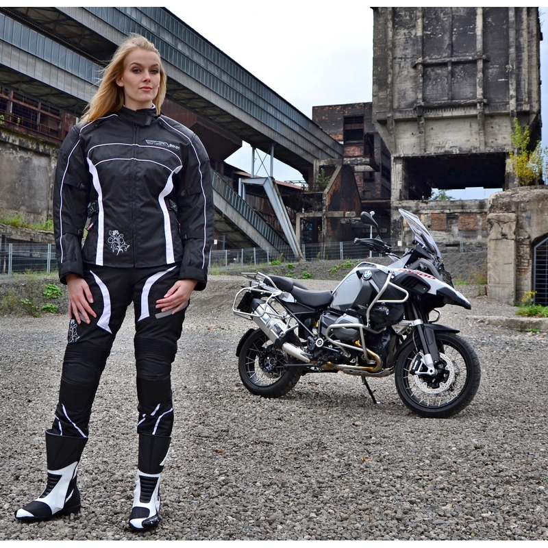 Moteriškas motociklininko kostiumas RSA SW-01 baltas - 2 vnt. išpardavimas