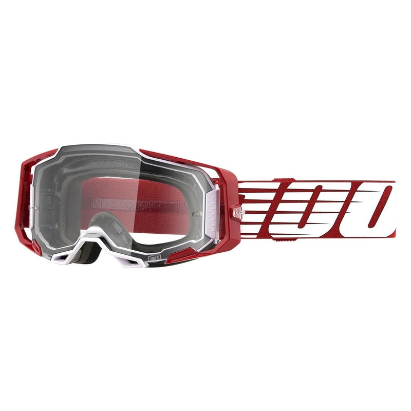 Motokroso akiniai 100% ARMEGA Oversized Deep red (skaidrus plexi)