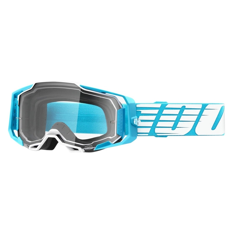 Motokroso akiniai 100% ARMEGA Oversized Sky turquoise (skaidrūs plexi)