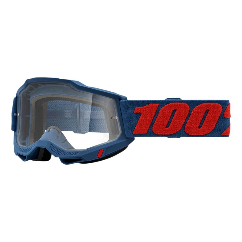 Motokroso akiniai 100% ACCURI 2 Odeon raudonai mėlyni (skaidrus stiklas)