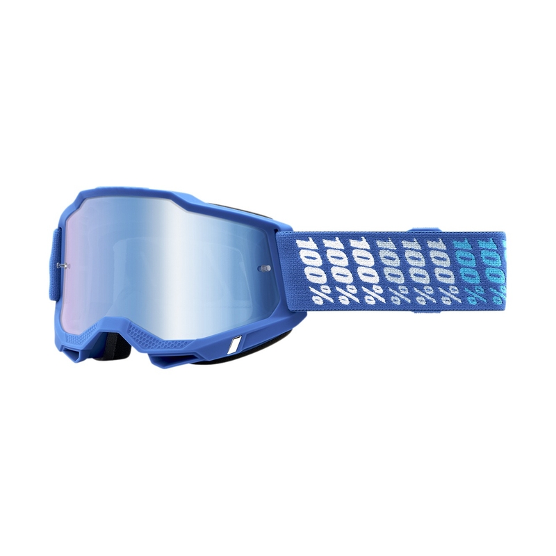 Motokroso akiniai 100% ACCURI 2 Yarger baltos ir mėlynos spalvos (mėlynas plexisklas)