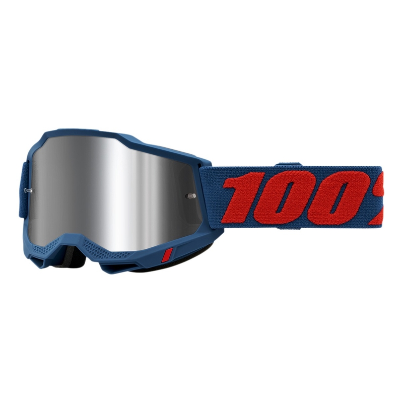 Motokroso akiniai 100% ACCURI 2 Odeon raudonai mėlyni (sidabrinis pleksikas)