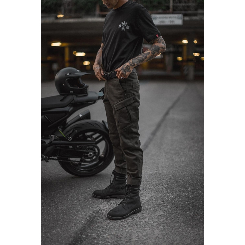 Motociklininko džinsai PANDO MOTO Mark Kev alyvuogių žalia išpardavimas